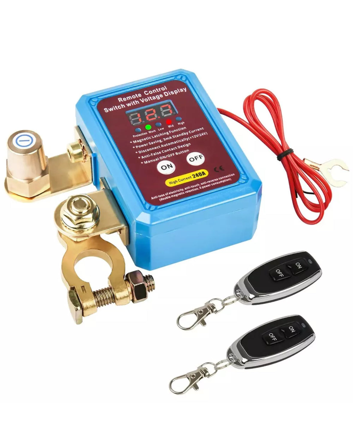 12V/240A Batterie Trennschalter mit Fernbedienung und Voltanzeige - 24 Monate Garantie